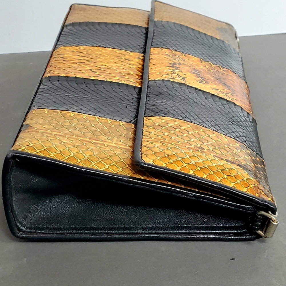 Vintage Snakeskin Colour Block Evening Purse Bag & Wallet - Picture 5 of 8